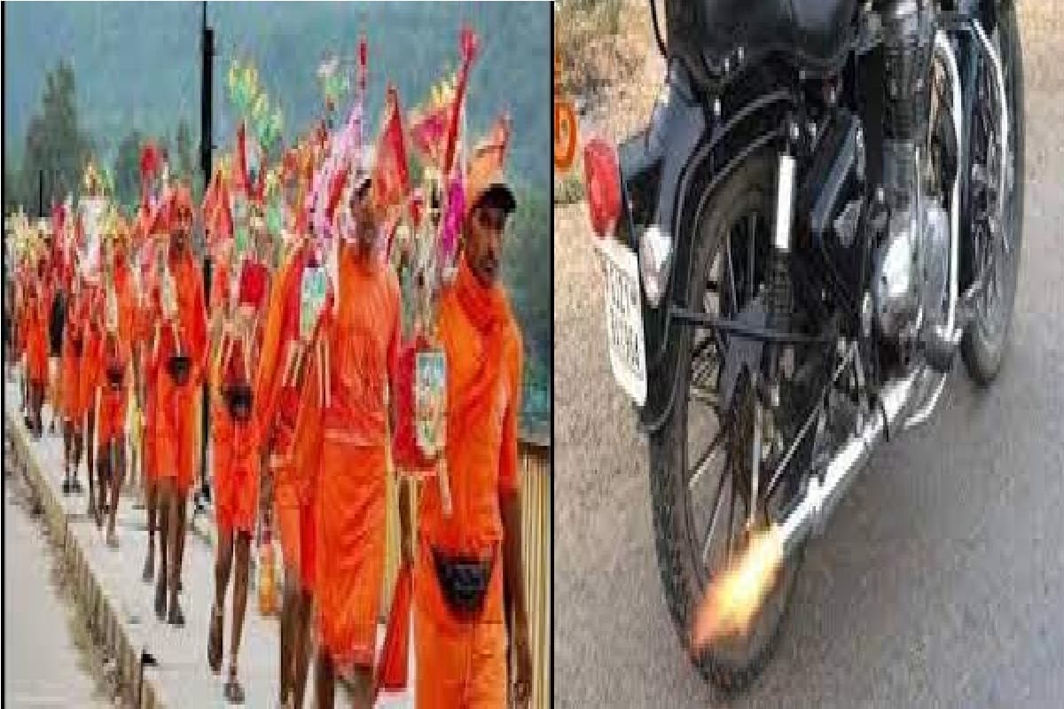 कांवड़ यात्रा मार्ग पर बुलेट साइलेंसर से फैला शोर, पुलिस ने ठोका 6000 का चालान(photo-patrika)