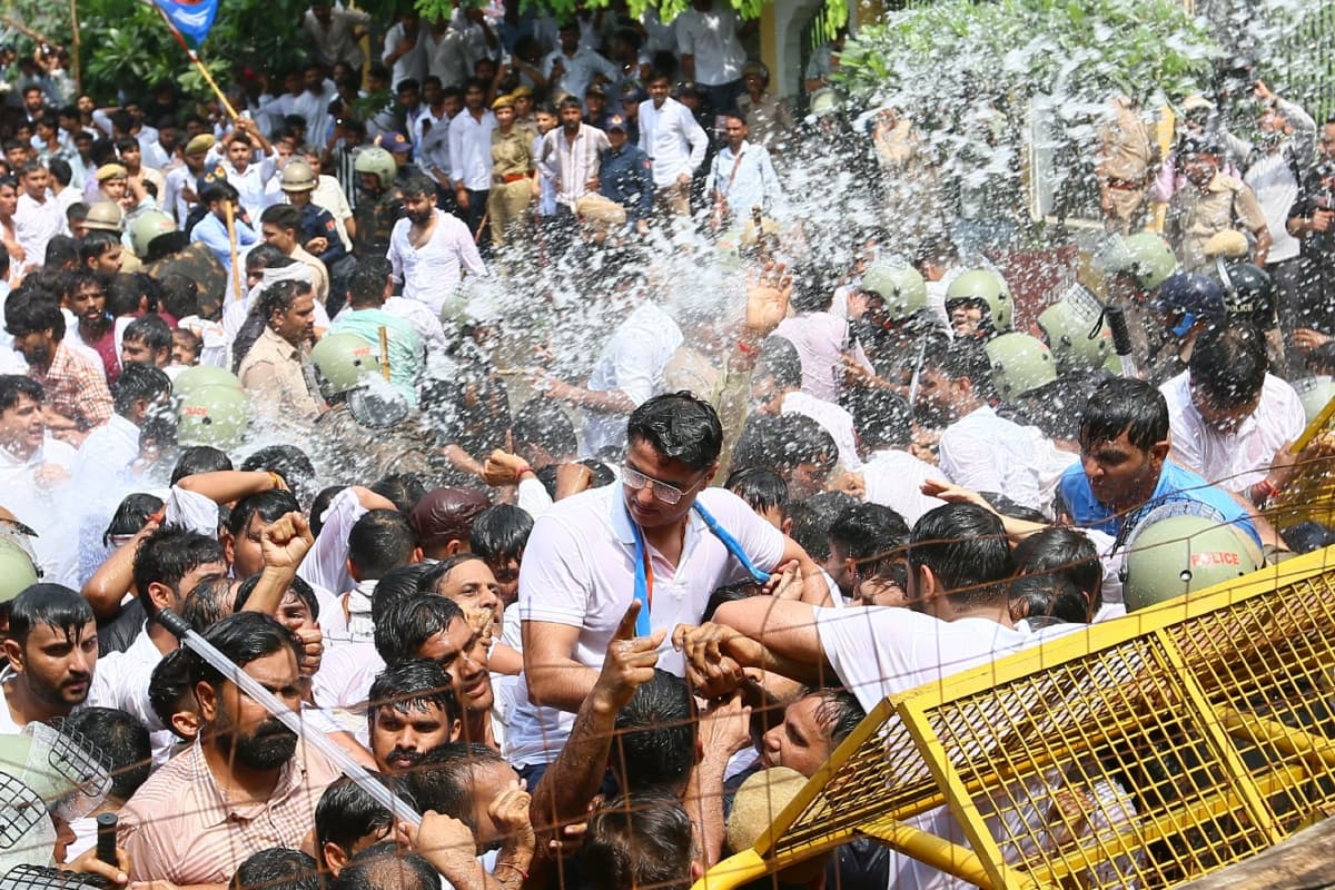 NSUI protests in Jaipur