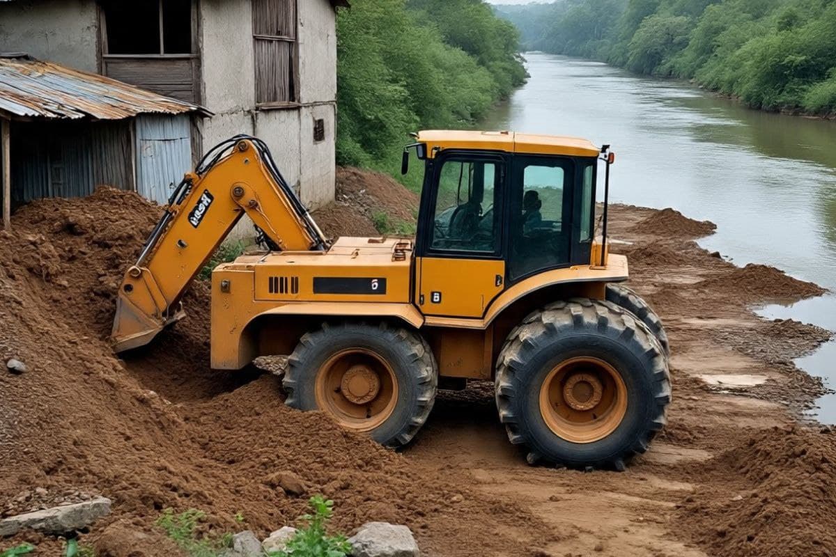 Bulldozer action on 353 houses river banks guna mp news